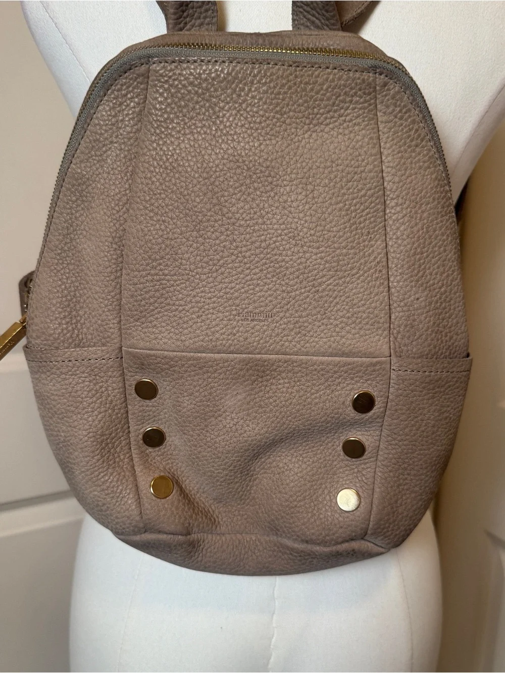 Hammitt Hunter Medium Backpack Grey Natural Brushed Gold Leather Nubuck Bag